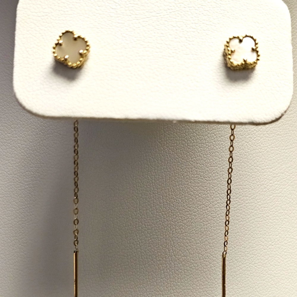 🪷18k Mother of Pearl tictac earrings
